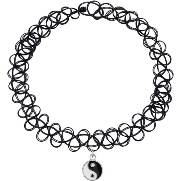 BodyJ4You 2PC Tattoo Choker Necklace - 90s Choker Necklace Women - 2000s Y2K - Picture 2 of 8